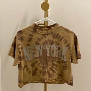 New York brown tie dyed crop top
